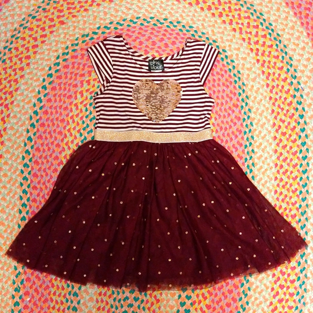 3/$20 Striped girl's dress with mermaid sequin